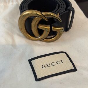 Gucci Black Belt with Gold GG Buckle